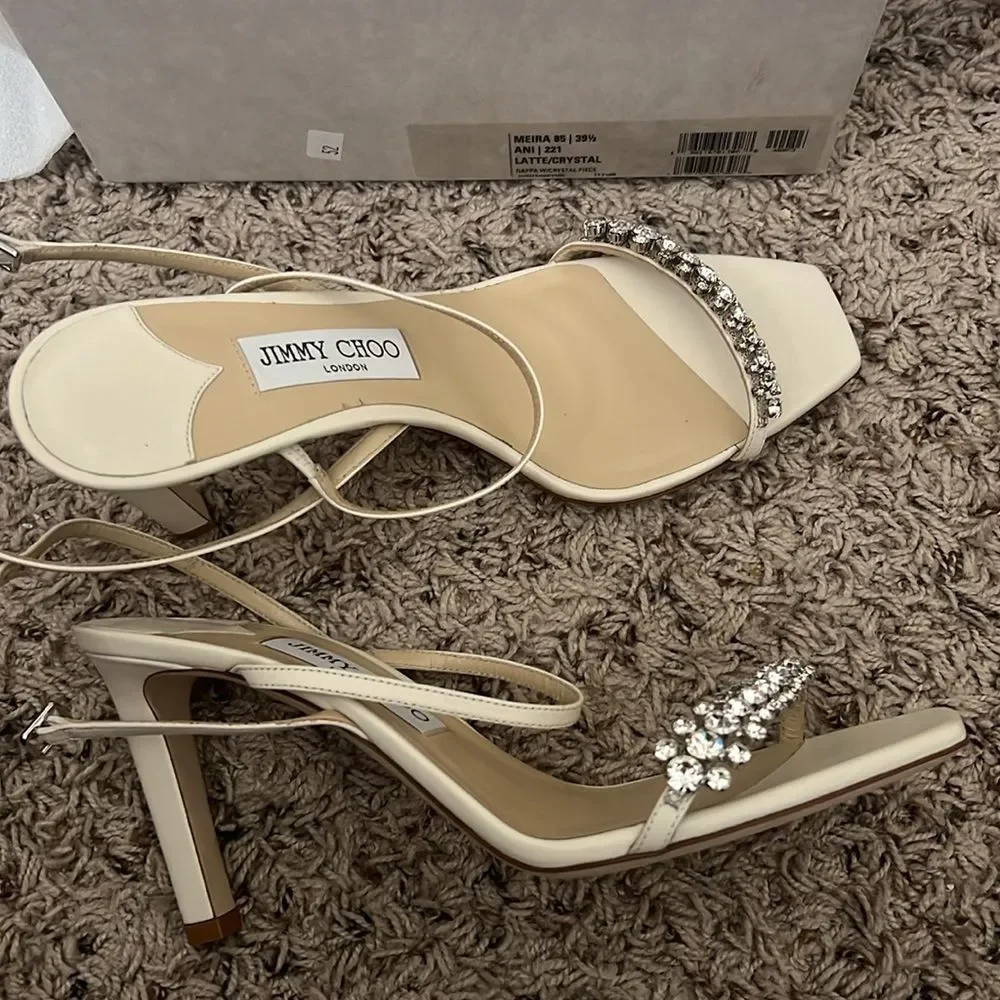 Jimmy Choo Meira 85 Embellished High Heel Sandals, Size 39.5 Nin - Picture 7 of 16